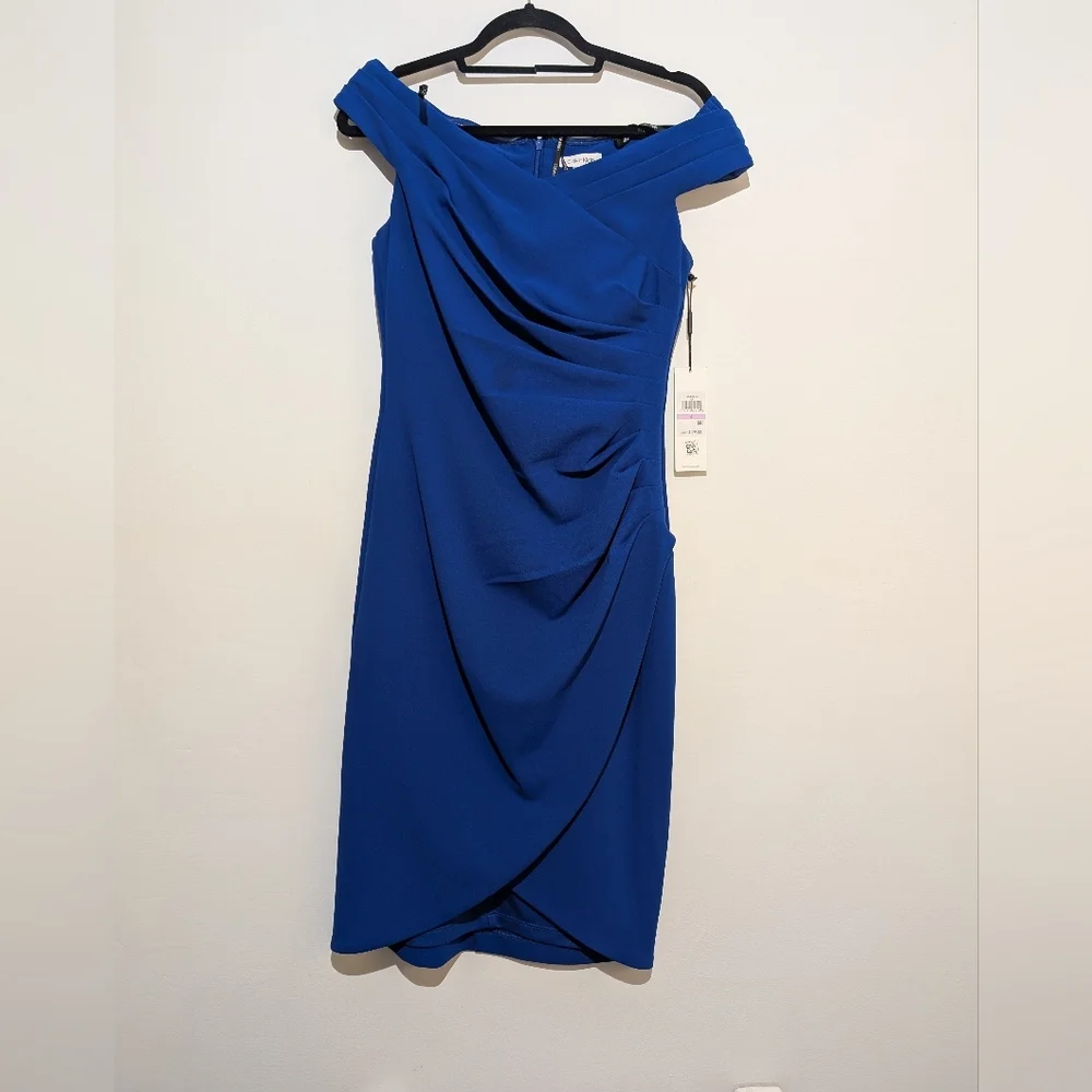 CALVIN KLEIN ROYAL BLUE WOMEN'S SLEEVELESS STARBURST SHEATH DRESS - Picture 10 of 10